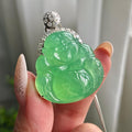 18k金钻镶冰种满绿佛公吊坠（yc206284）