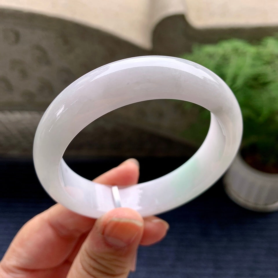 糯冰种白底青平安镯（56.6mm）（yc081939）
