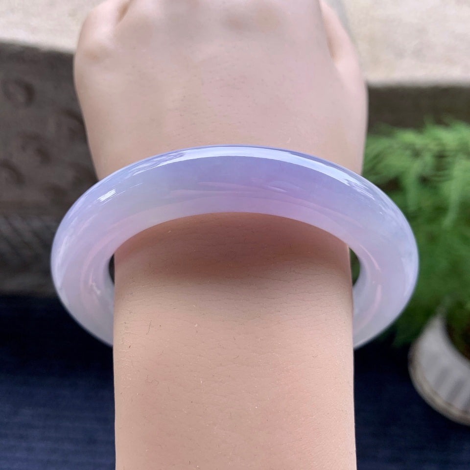 糯冰种紫罗兰圆条手镯（59mm）（yc096585）