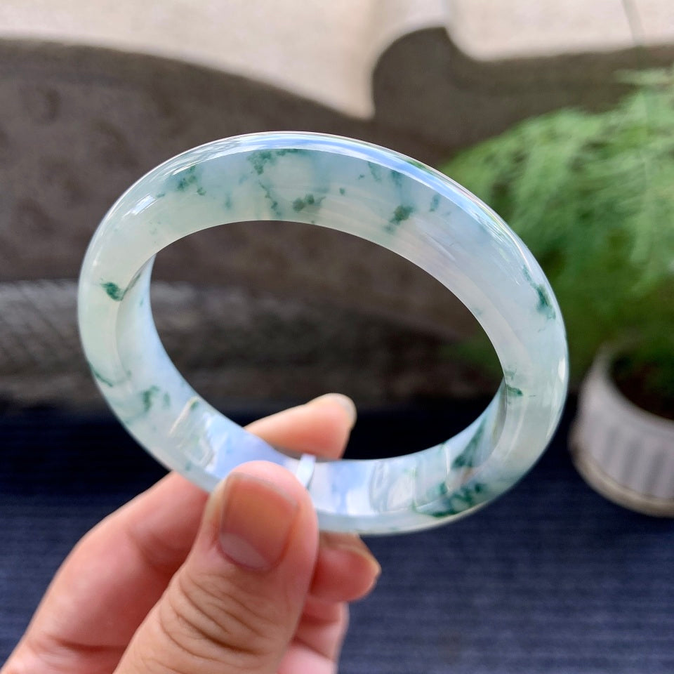 糯冰种飘花平安镯（54.3mm）（yc116060）