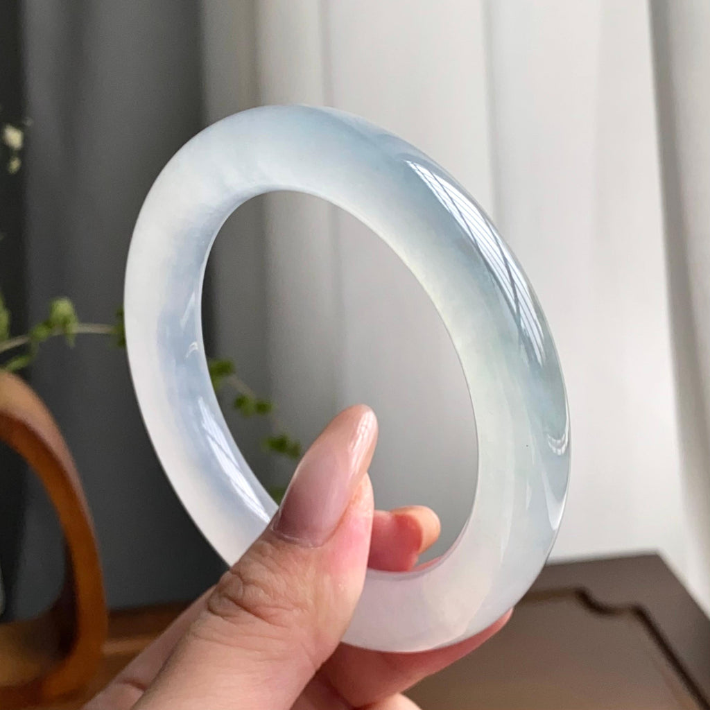 冰种白月光圆条手镯（58圈）（yc247600）