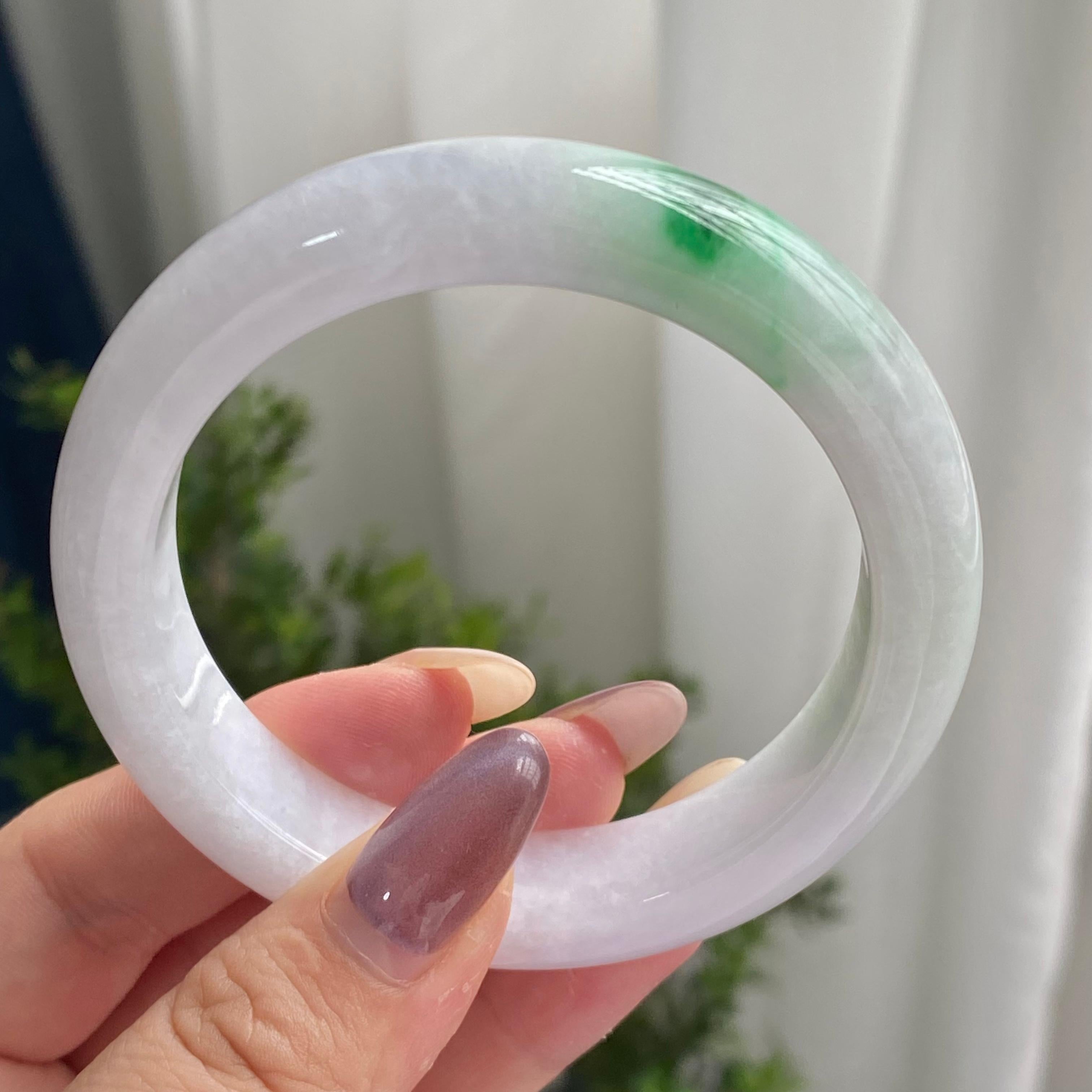 细糯种白底青平安镯（56圈）（yc201864）