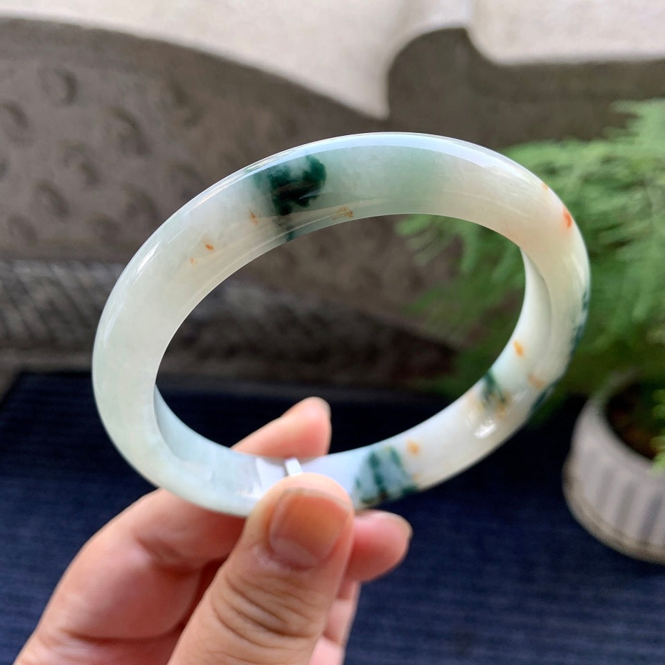 细糯种飘花洒金平安镯（64mm）（yc093343）