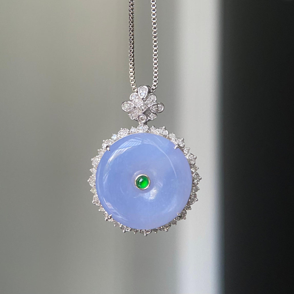 18k金钻镶冰种紫罗兰平安扣吊坠（yc219266）