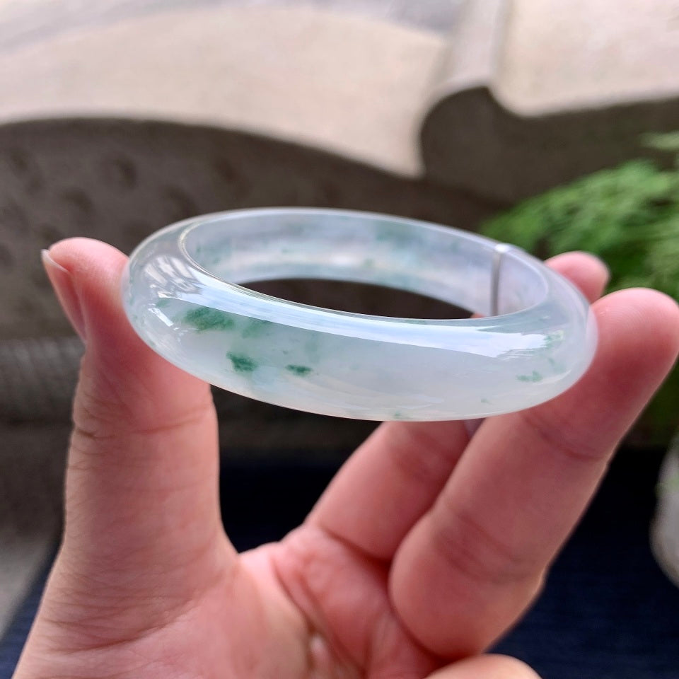 冰种飘花平安镯（50.6mm）（yc097793）