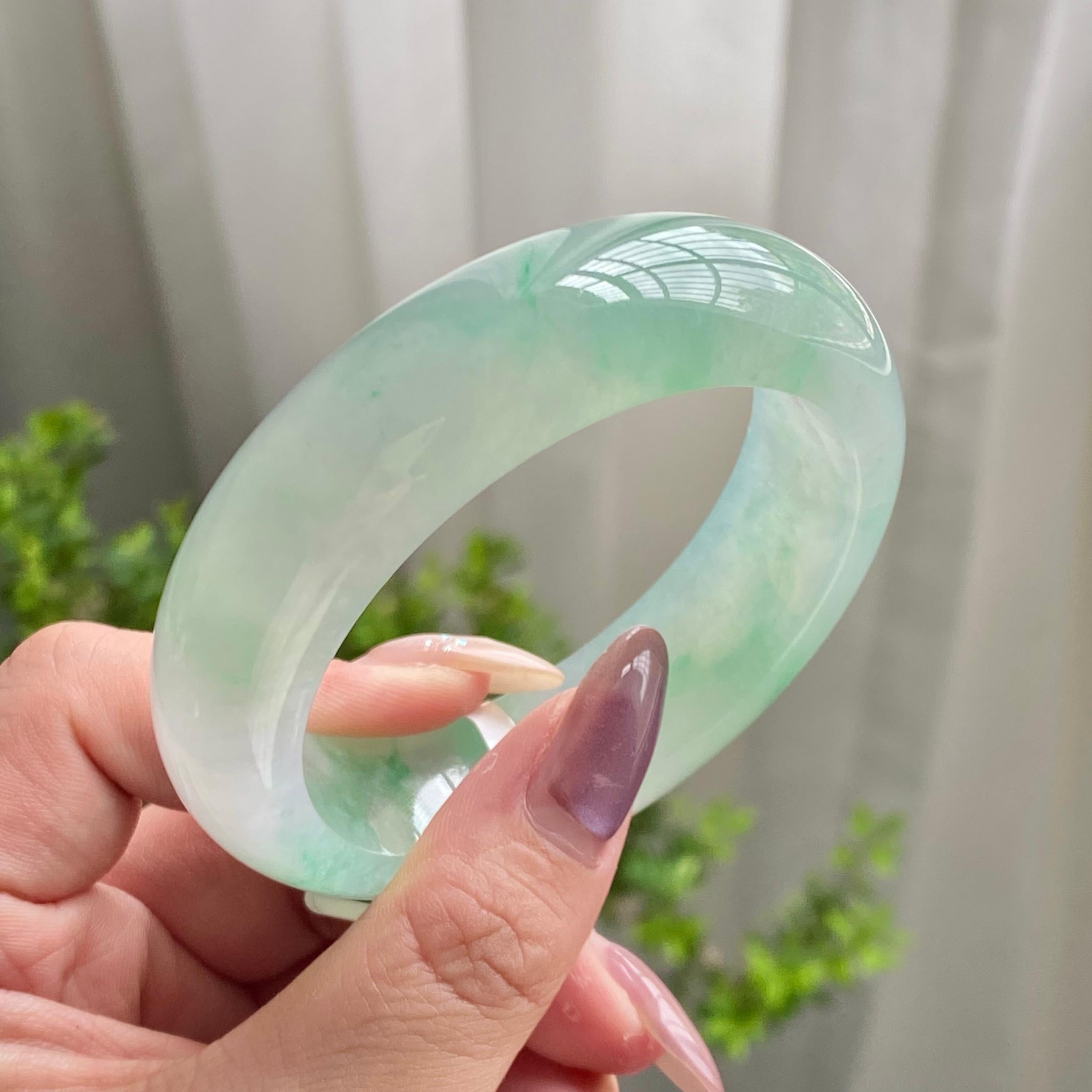 冰种飘花宽版轮胎镯（56圈）（yc199731）