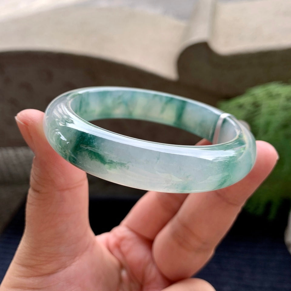 糯冰种飘花平安镯（56.6mm）（yc116152）