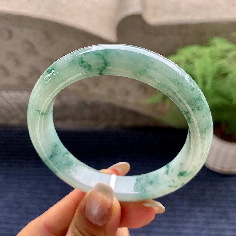 糯冰种飘花平安镯（57.6mm）（yc081145）