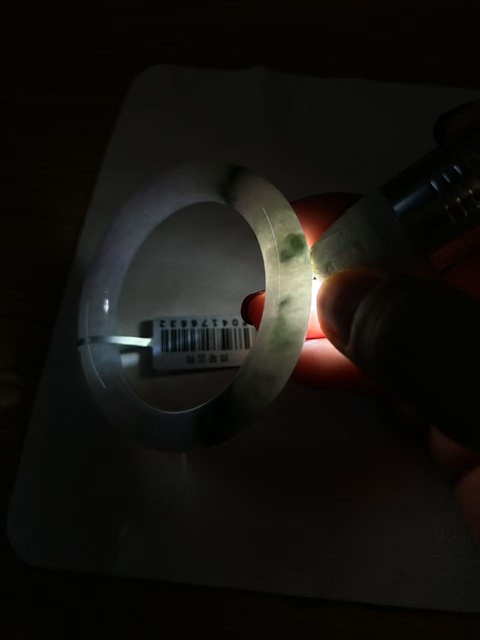 糯种飘花带淡紫罗兰圆条手镯（52.6mm）（yc088747）