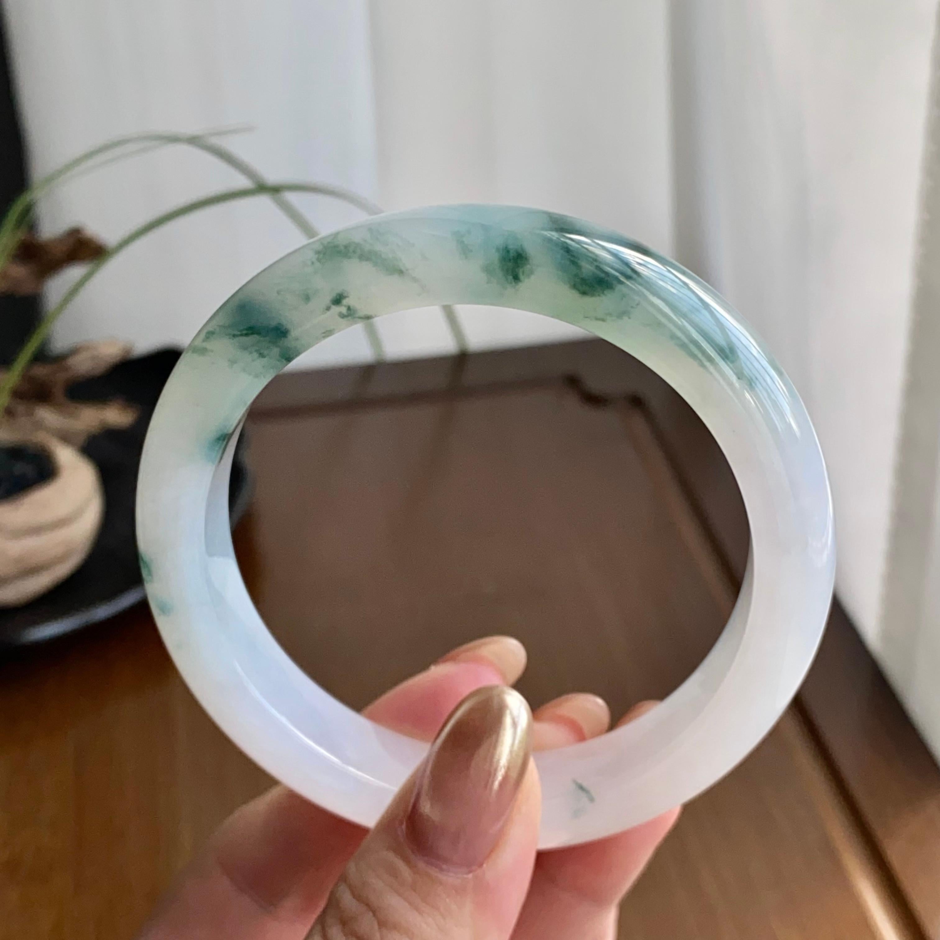 糯冰种飘花平安镯（59圈）（yc258946）