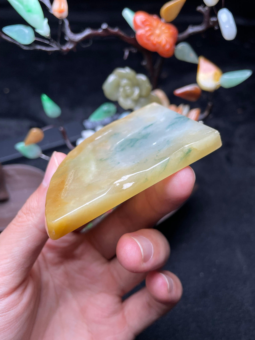 黄翡飘花随形牌子挂件料（yc709336）