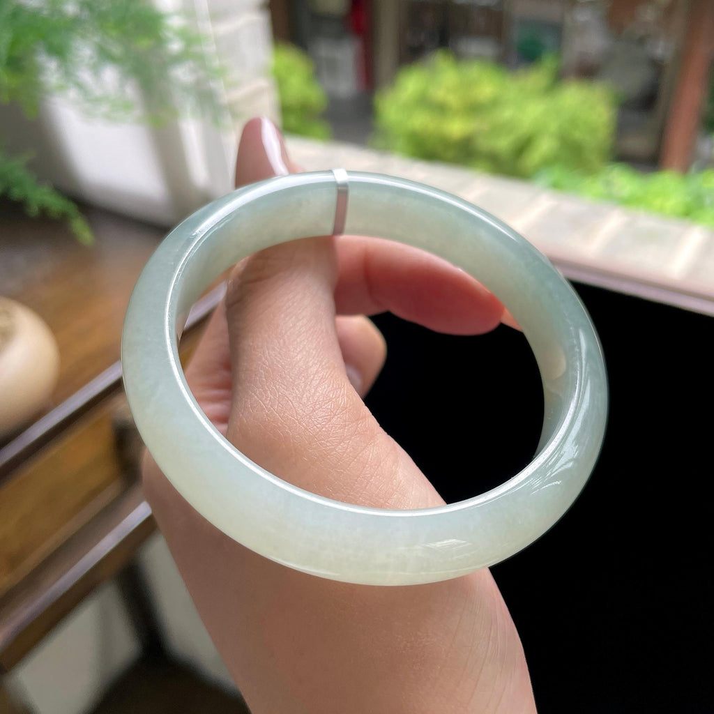 细糯种油青色湖水绿正圈平安镯 56.3圈（yc709457）