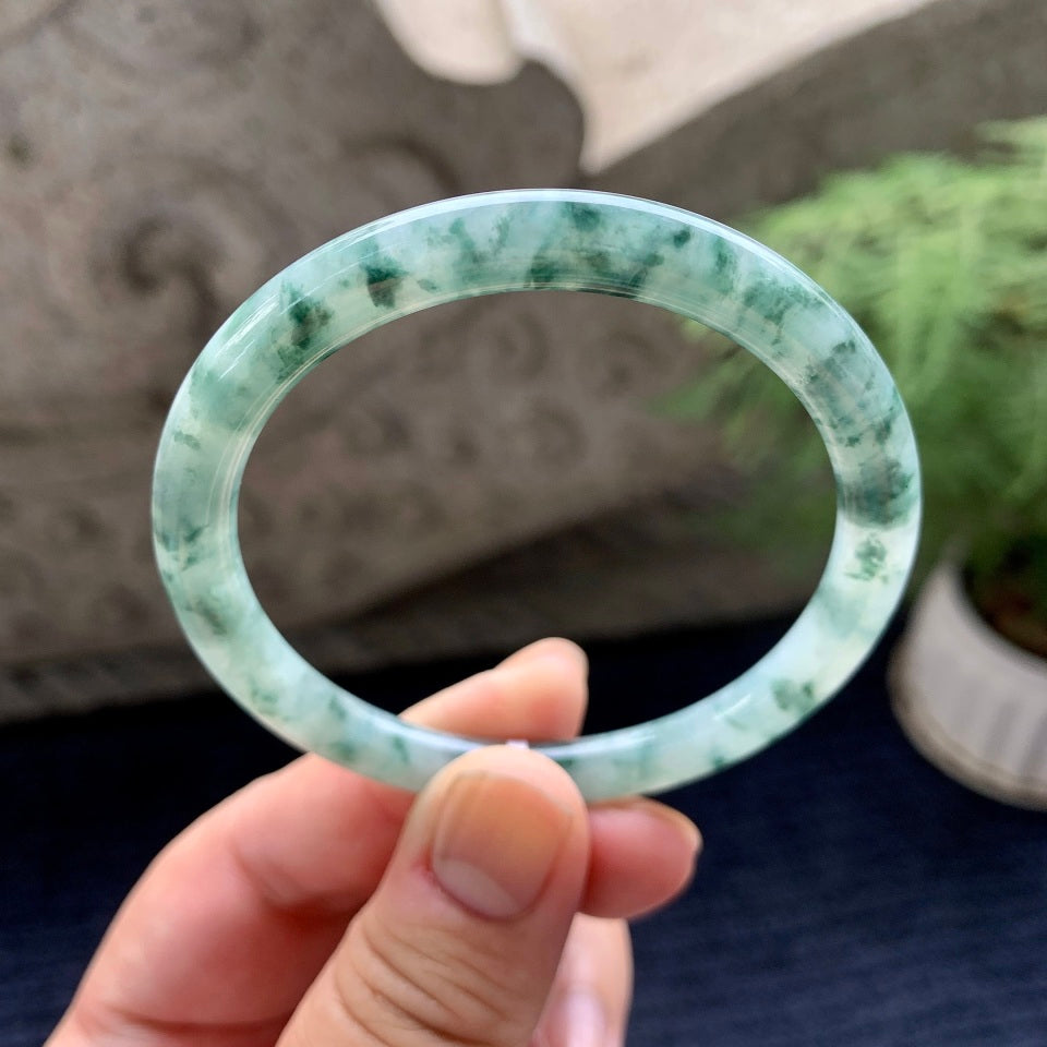 糯种飘花圆条手镯（54.5mm）（yc091801）
