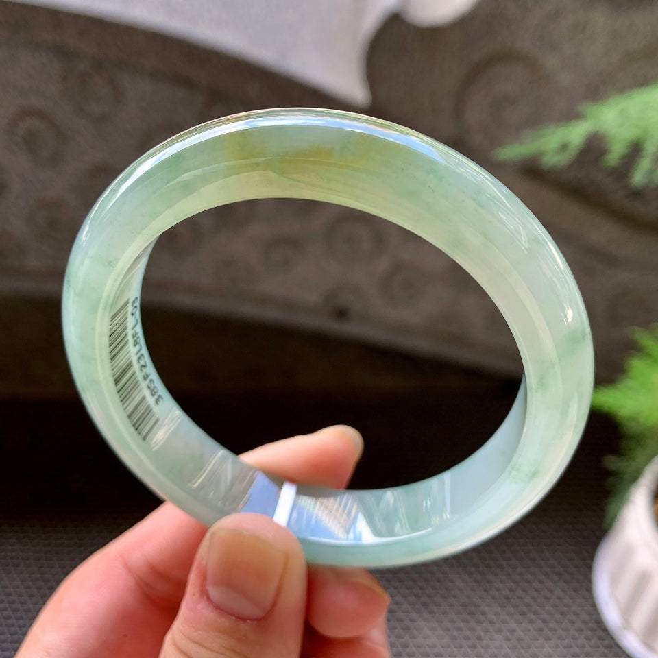 糯冰晴底飘花黄翡平安镯（57.8mm）（TF07093601）