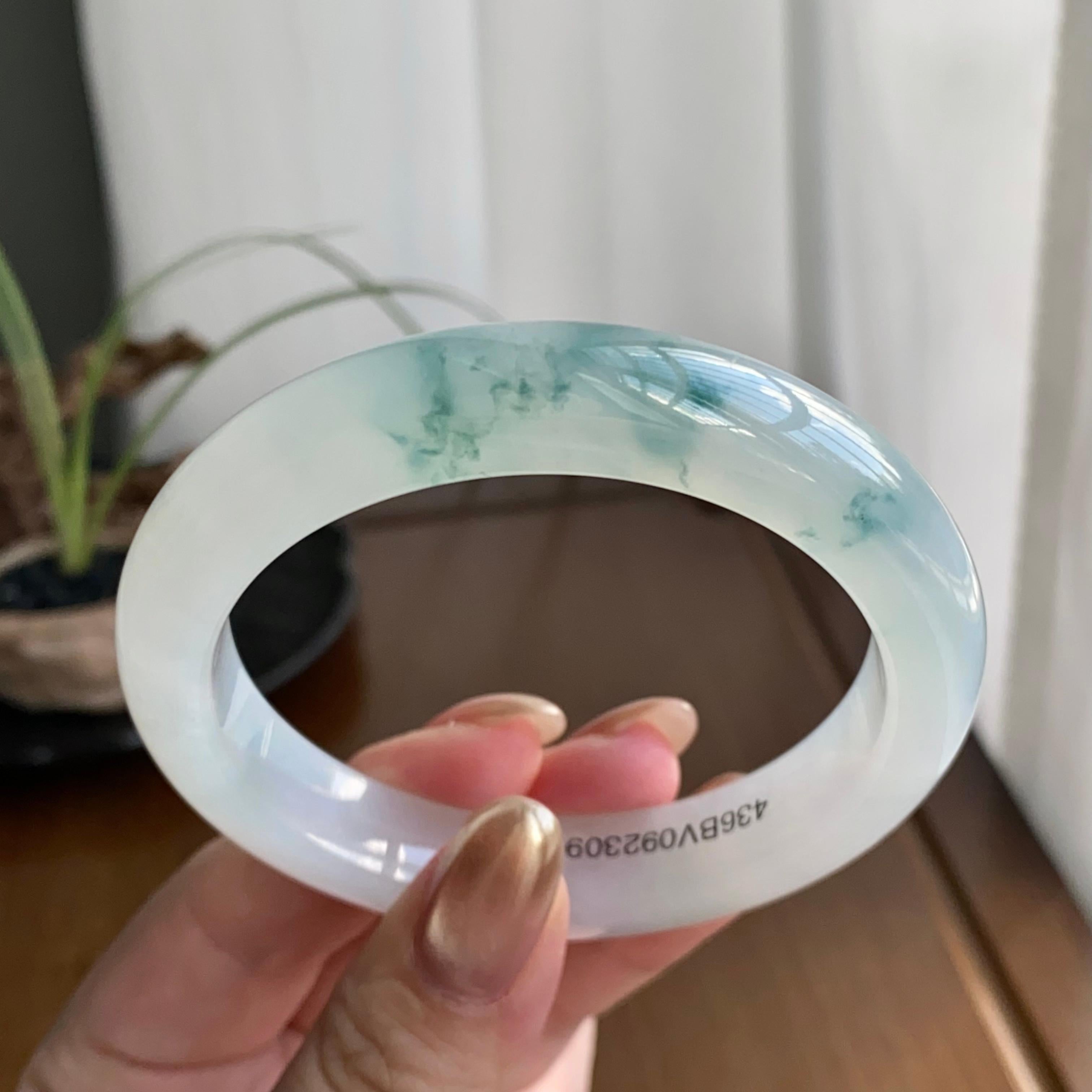 糯冰种飘花平安镯（57圈）（yc258983）