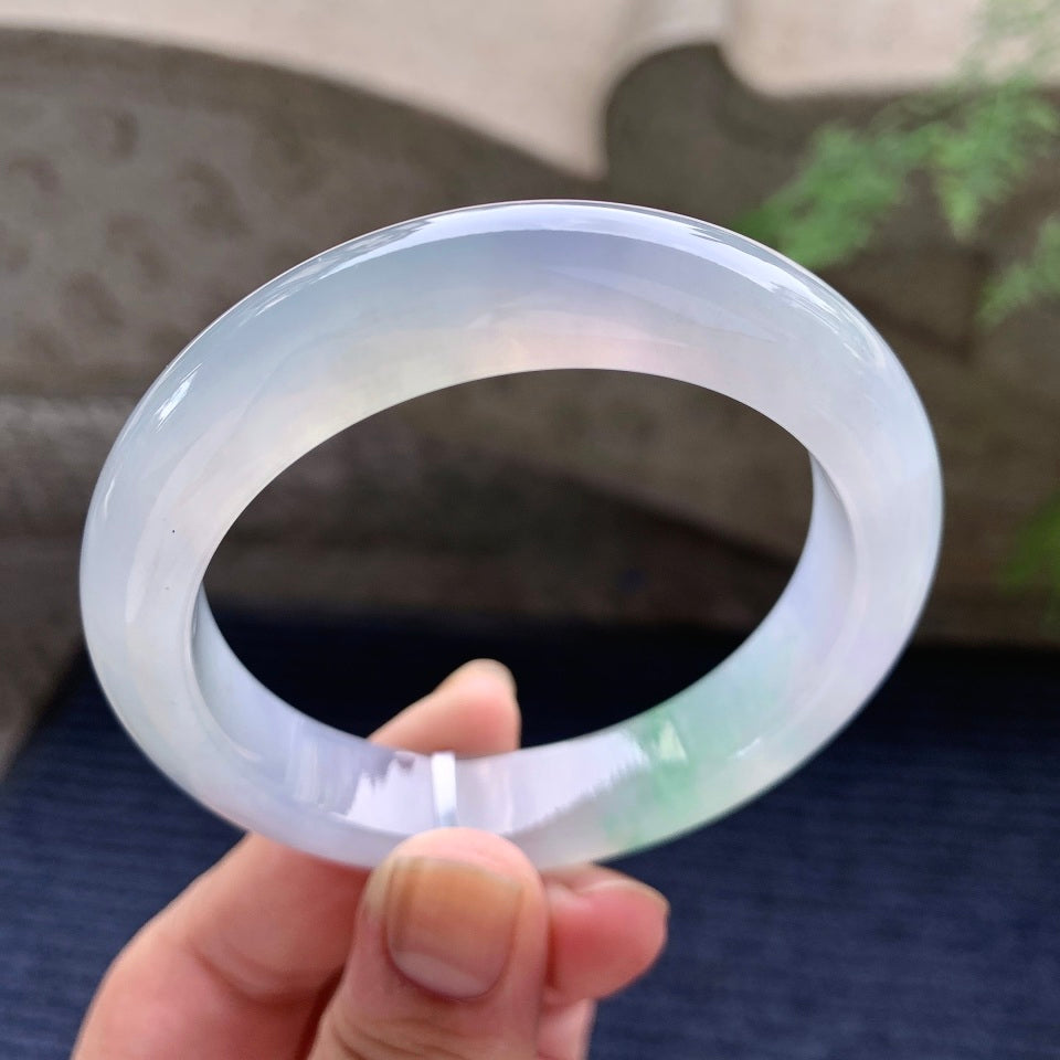 糯冰种飘绿花平安镯（54.4mm）（yc167762）