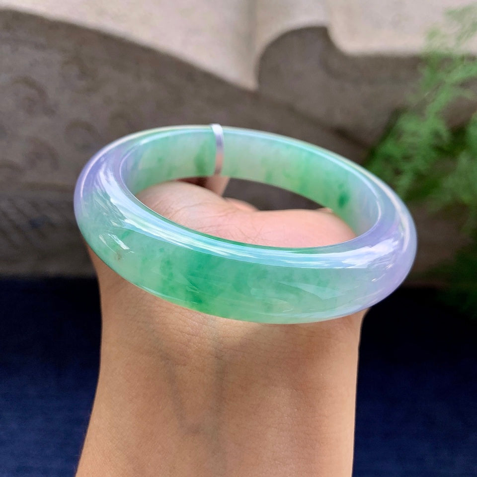 糯冰种春彩平安镯（55mm）（yc172336）