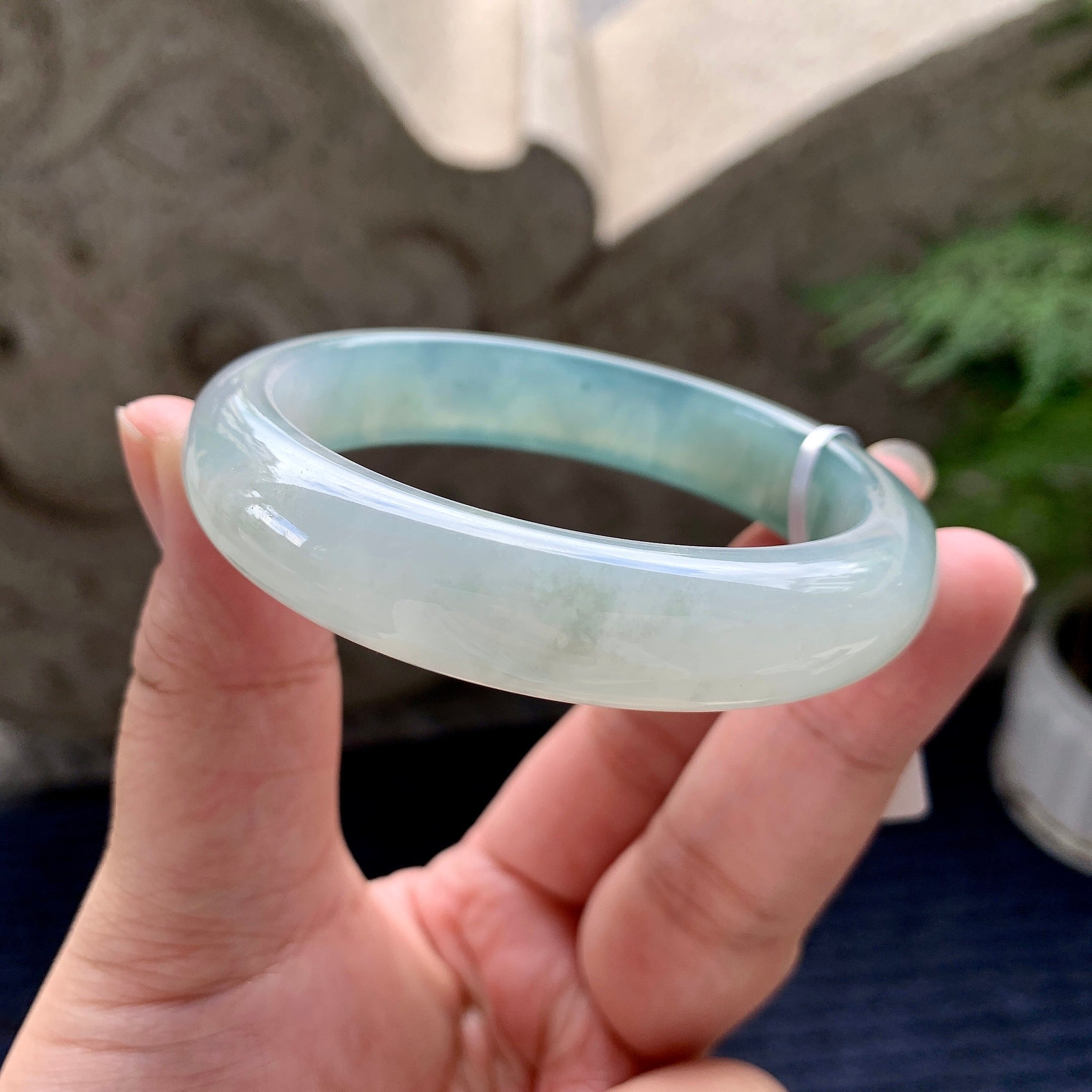 糯冰种蓝水平安镯（56.2mm）（yc117936）