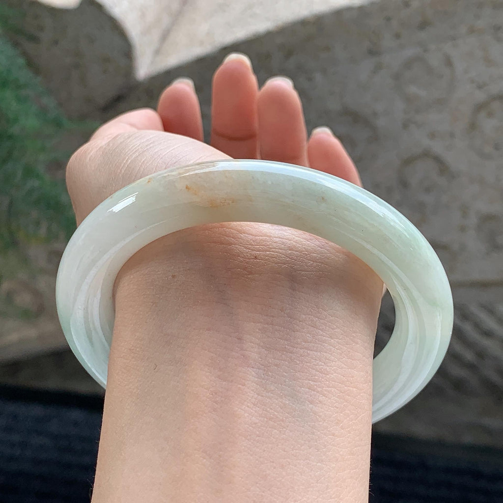 细糯种 黄加绿圆条手镯 58.5圈 天然缅甸A货翡翠（yc699559）