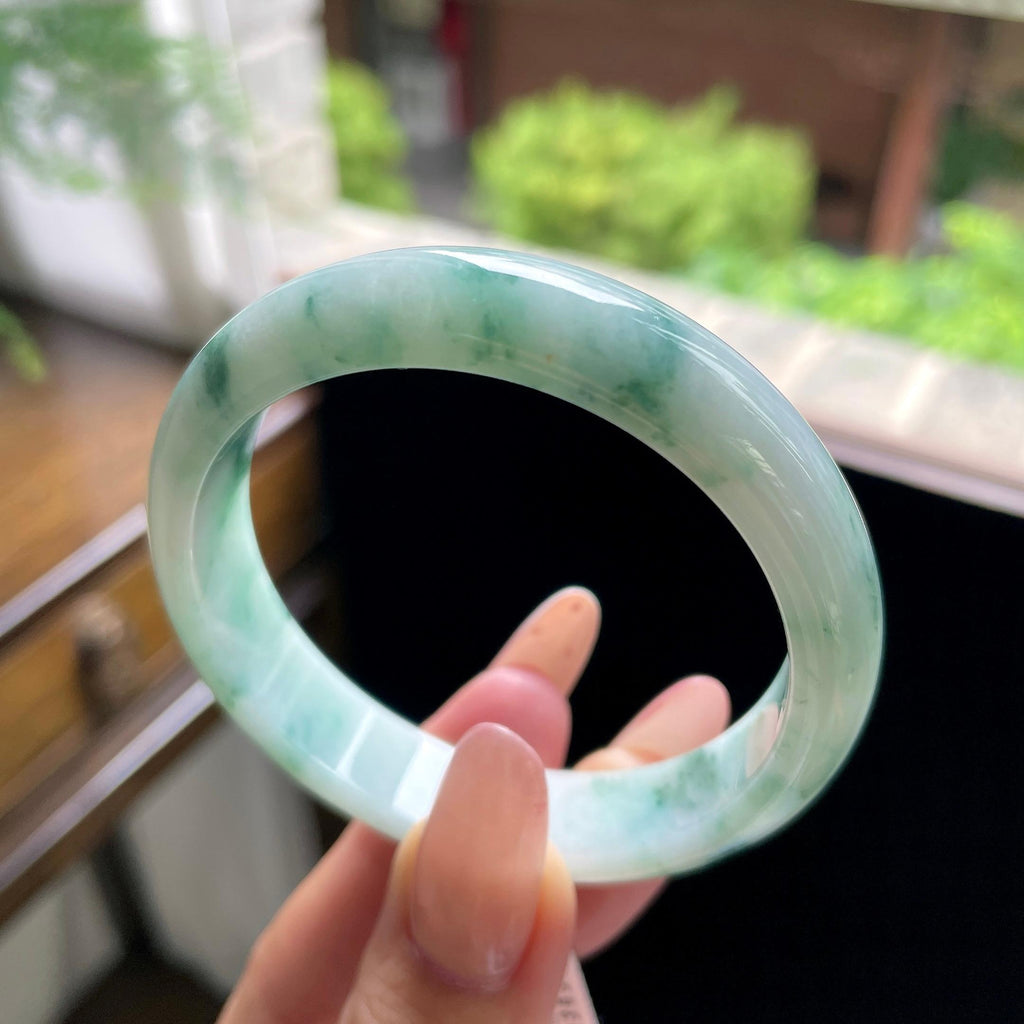 秒杀 细糯种绿飘花正圈平安镯 54圈（yc709455）