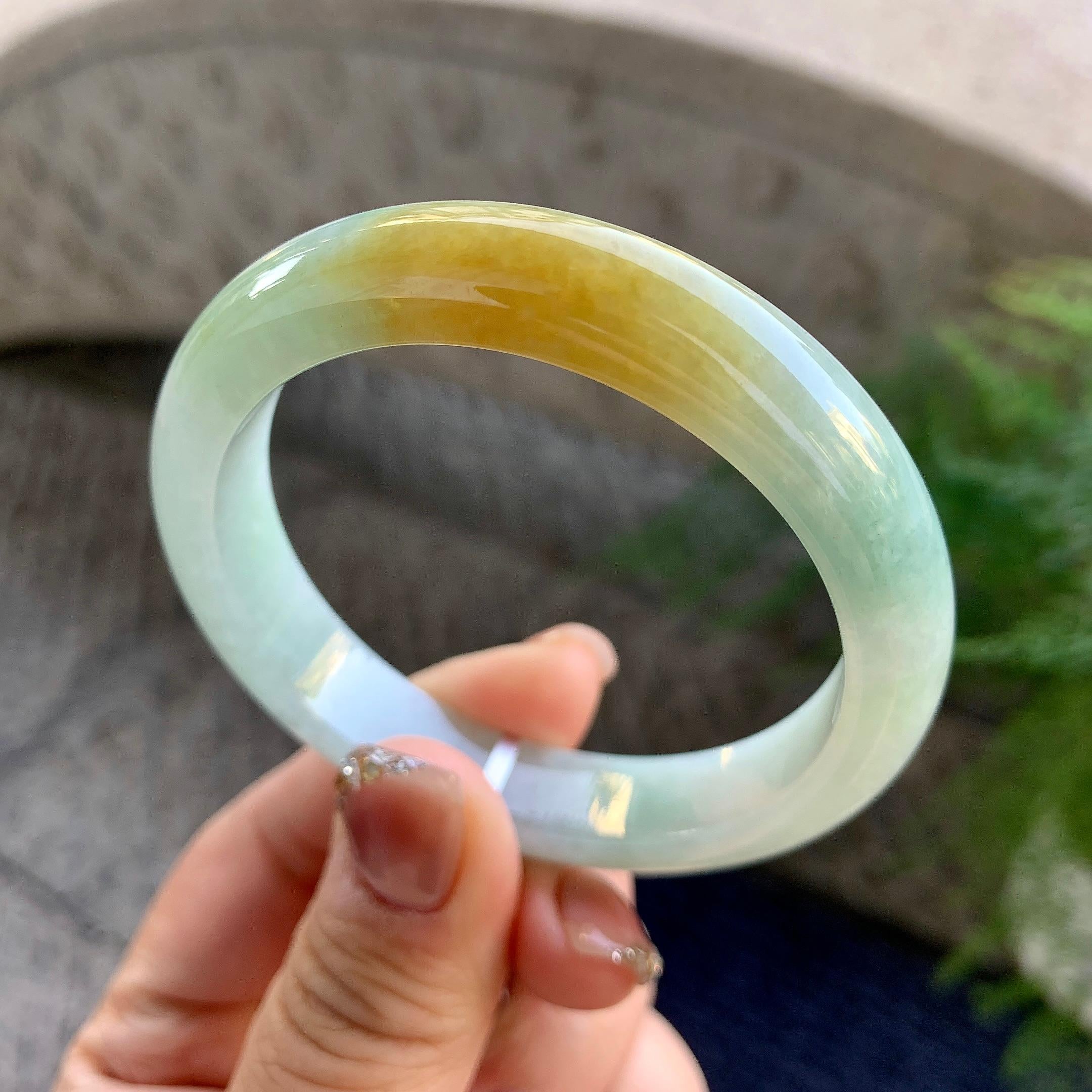 细糯种黄翡平安镯（53.7mm）（yc276210）
