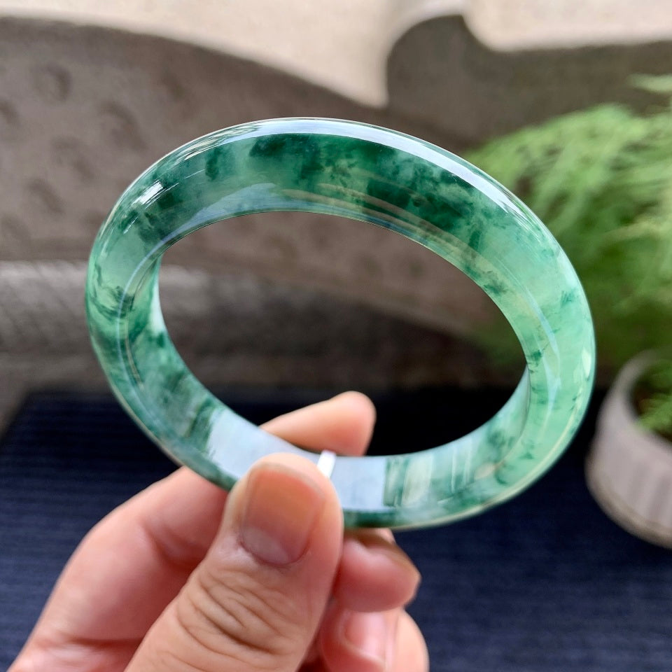 细糯种飘花平安镯（54.6mm）（yc098148）
