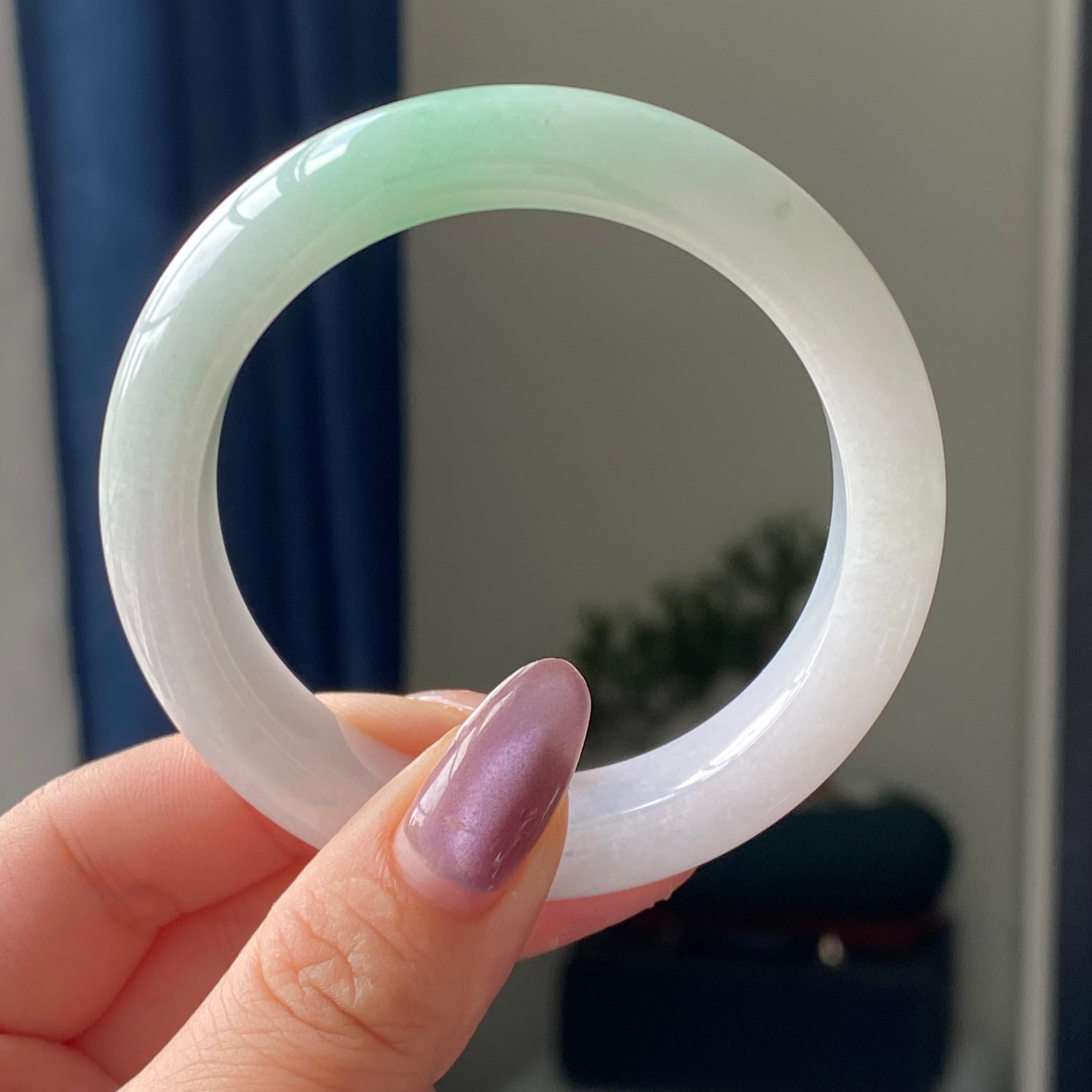 细糯种白底青平安镯手镯（53圈）（yc195663）