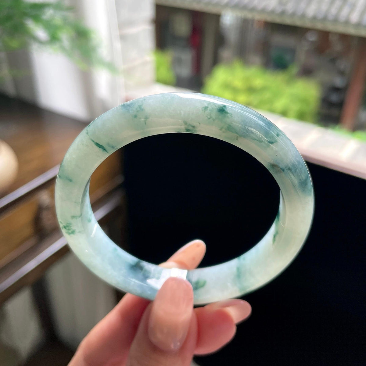 细糯种飘花正圈平安镯 55圈 天然缅甸A货翡翠（yc696435）