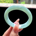糯种油青色湖水绿正圈平安镯 57圈 天然缅甸A货翡翠（yc522705）