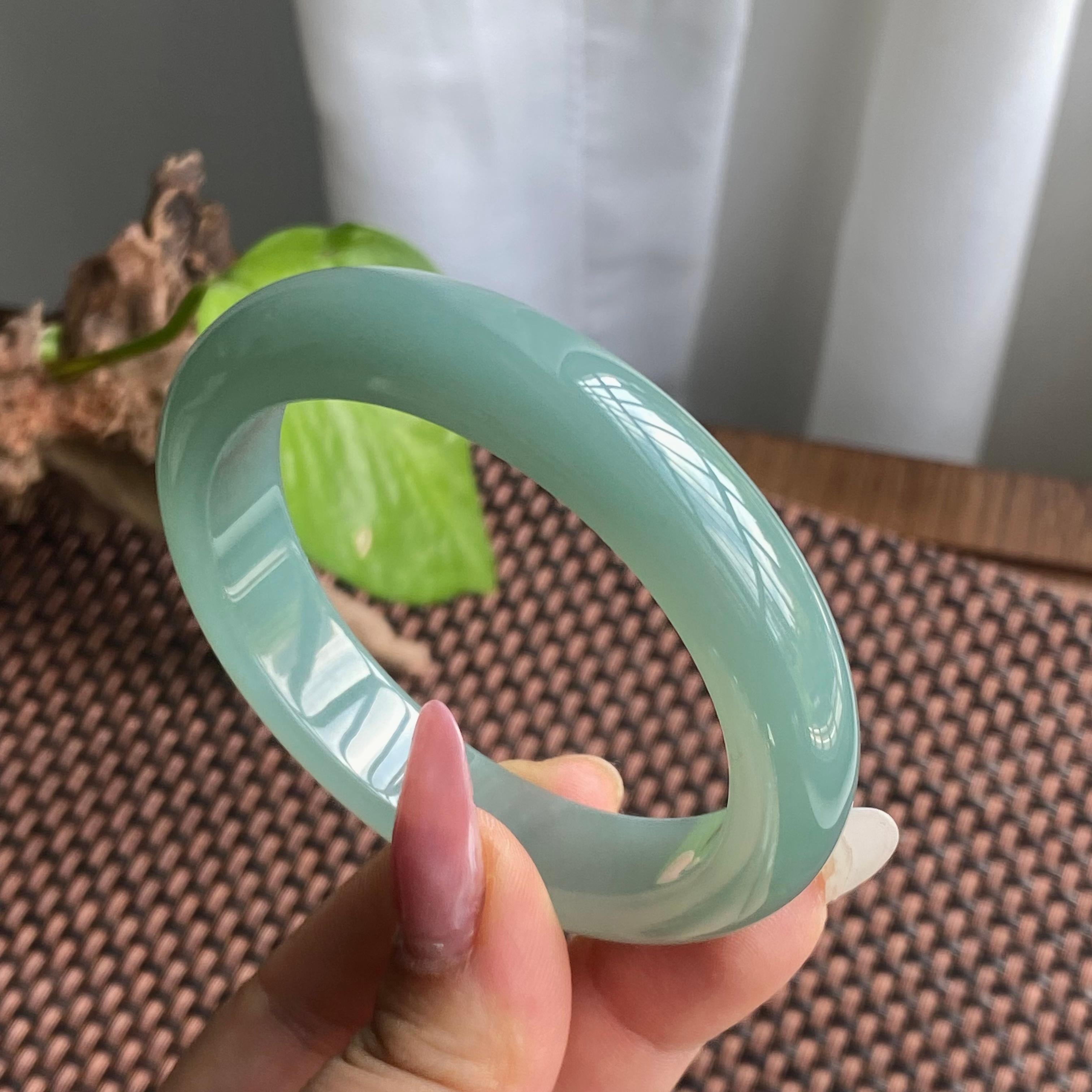 细糯种湖水绿正圈手镯（56）（yc280816）