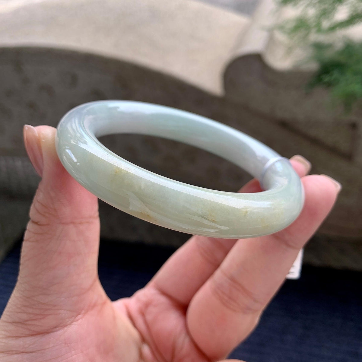 细糯种淡晴底洒金圆条手镯 55.8圈口（yc707446）