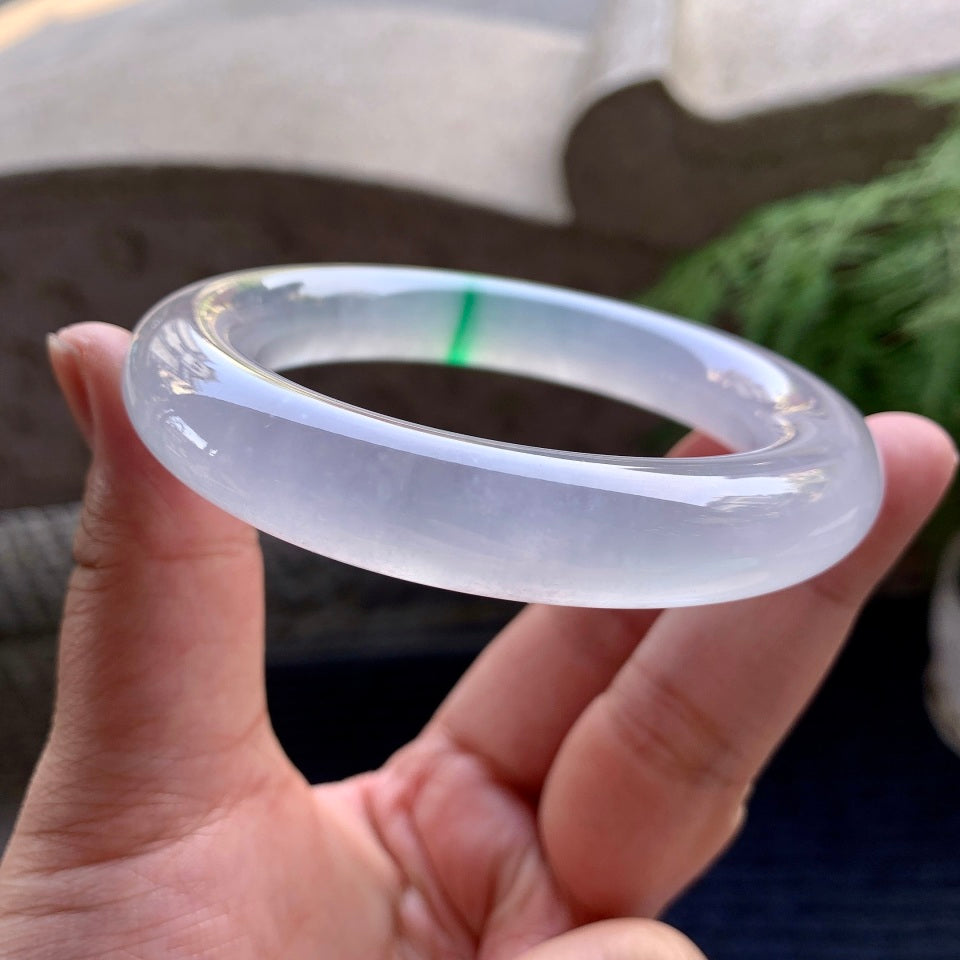 高冰种飘阳绿圆条手镯（58.5mm）（yc094210）
