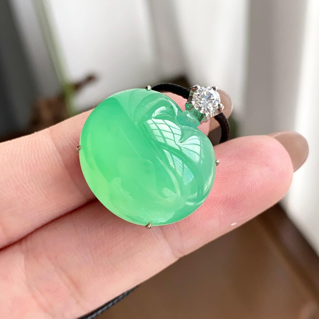 18k金钻镶冰种果绿苹果吊坠（yc258285）