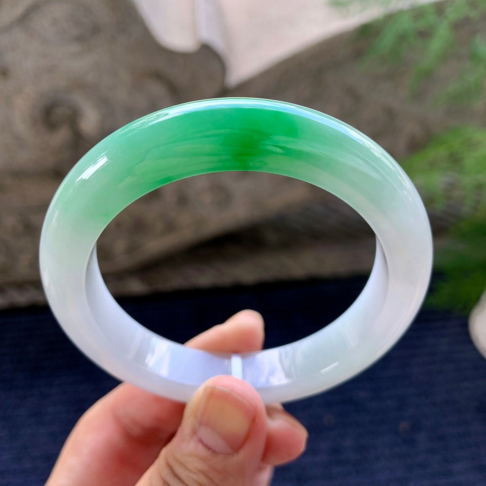 细糯种飘阳绿平安镯（57mm）（yc175869）