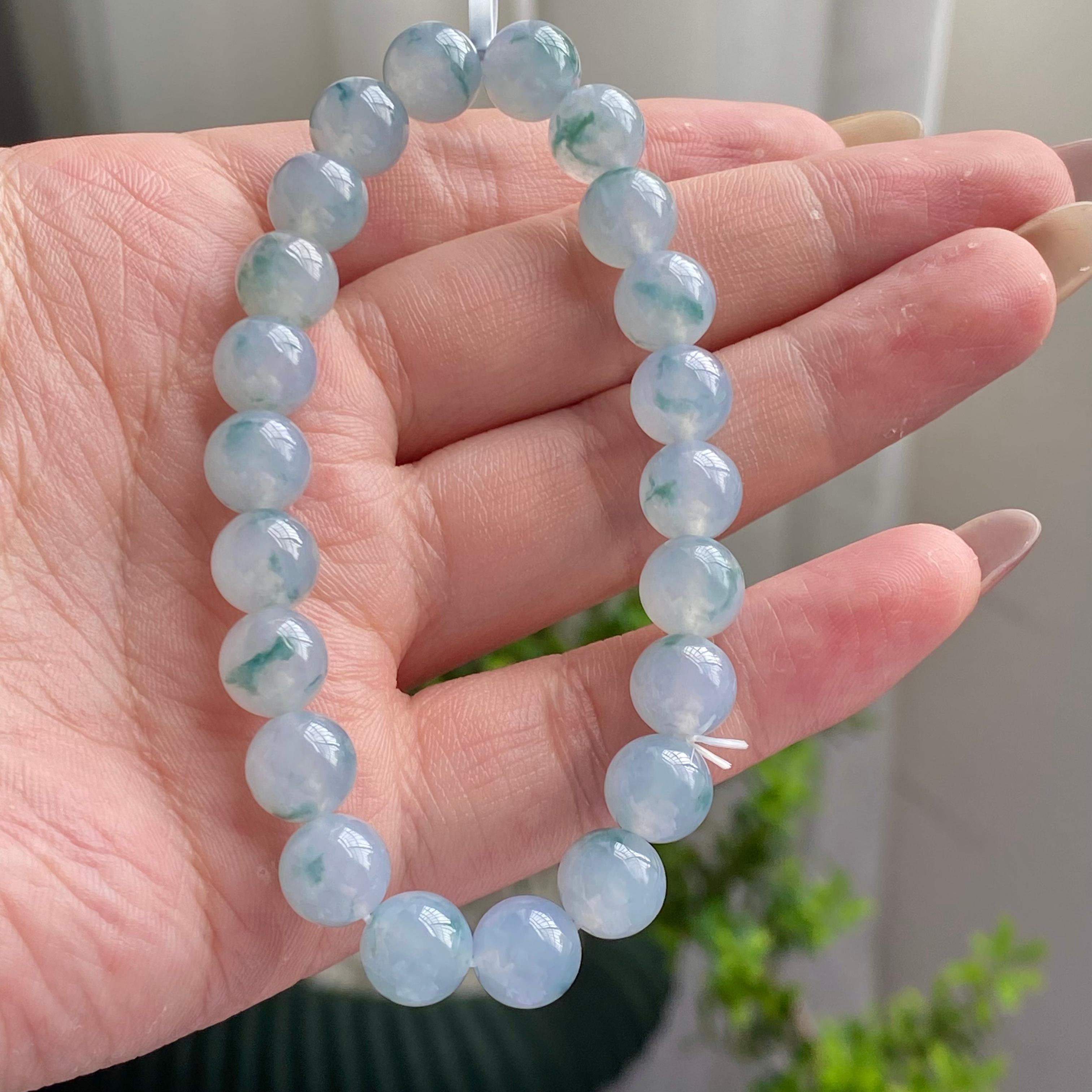 冰种飘花单圈手串（22颗）（yc201859）