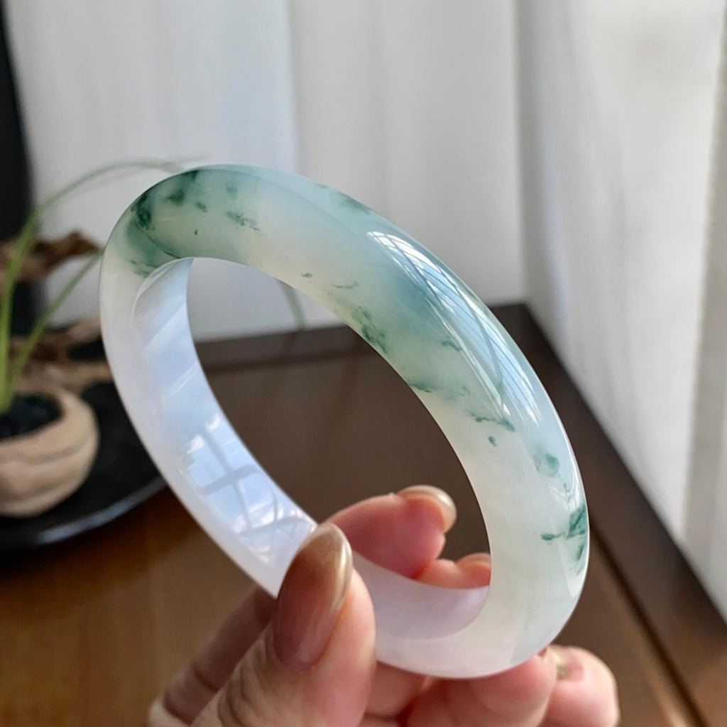 糯冰种飘花平安镯（59圈）（yc258946）