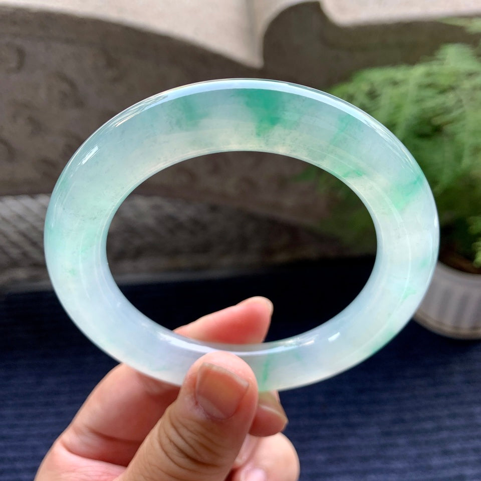 冰种飘花圆条手镯（62mm）（yc094207）