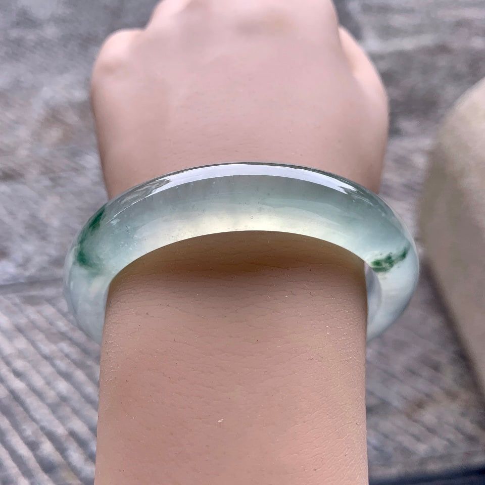 高冰种飘花平安镯（57.6mm）（yc167754）
