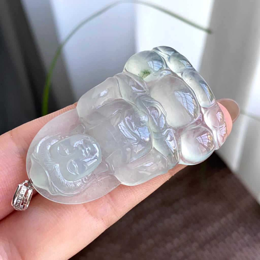 18k金钻镶冰种飘花观音吊坠（yc263792）