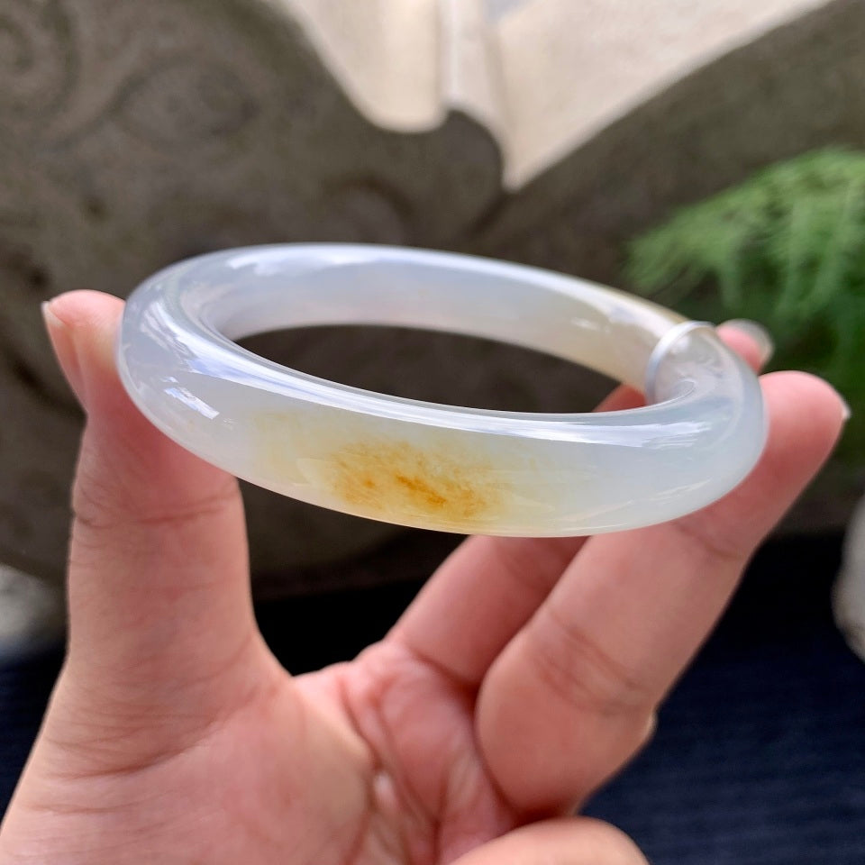 糯冰种黄翡圆条手镯（56.2mm）（yc118369）