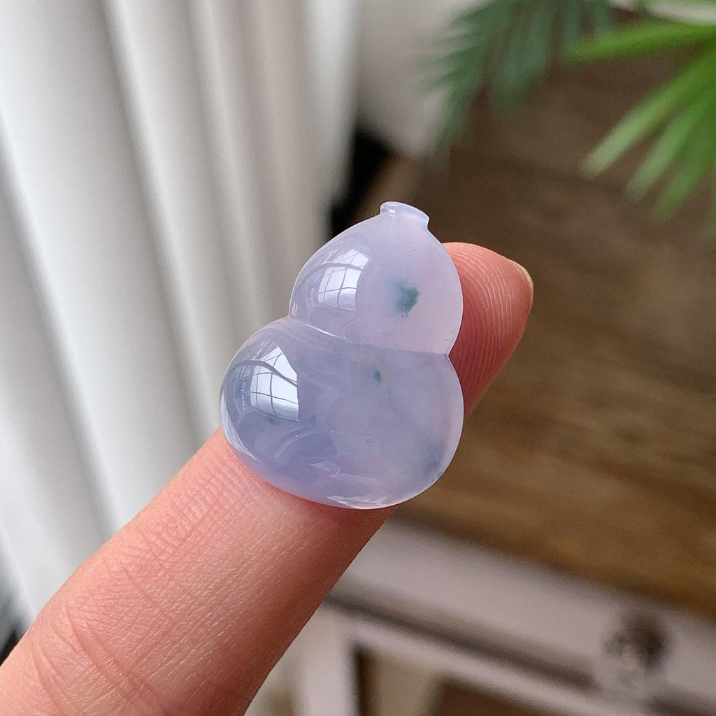 糯冰种 紫底飘花葫芦吊坠 天然缅甸A货翡翠（yc703365）