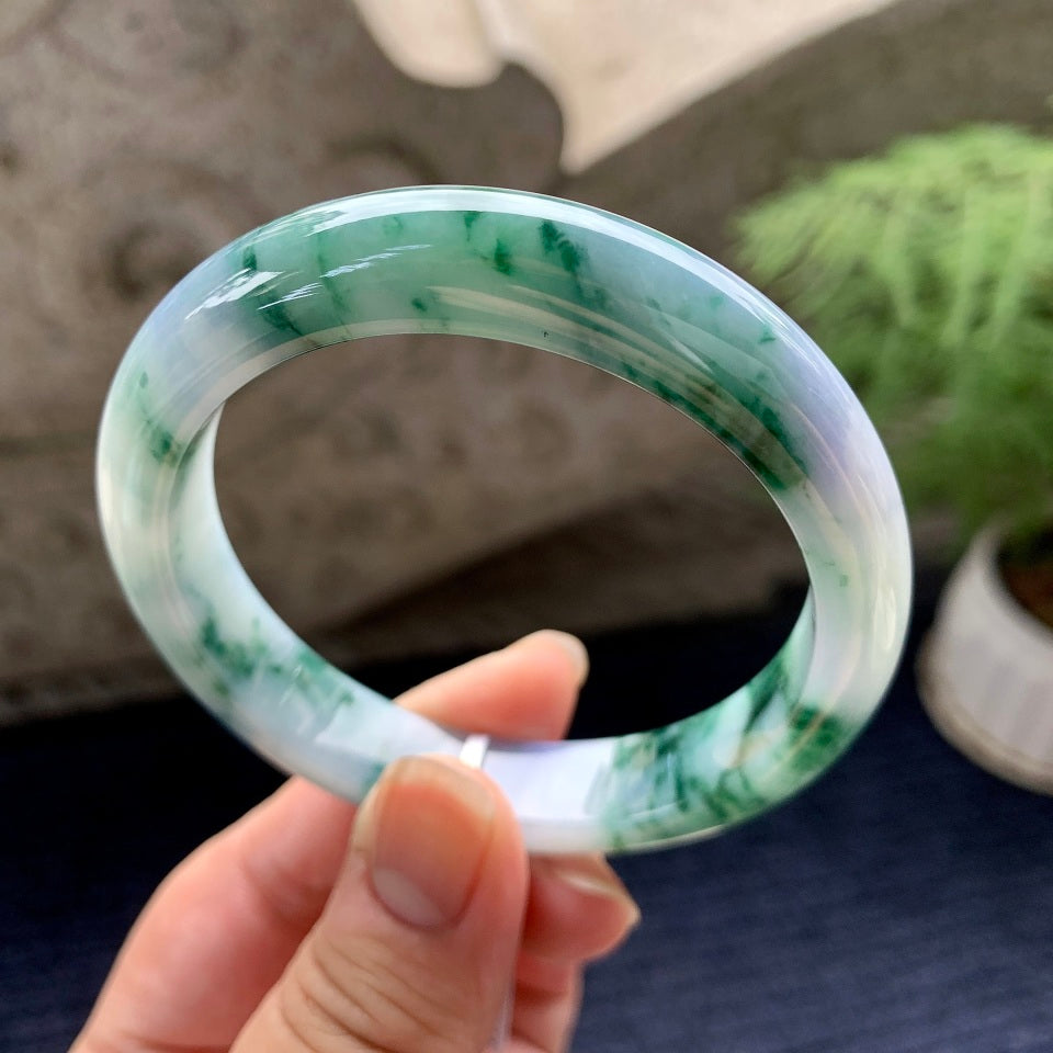 细糯种紫罗兰飘花平安镯（57mm）（yc090968）
