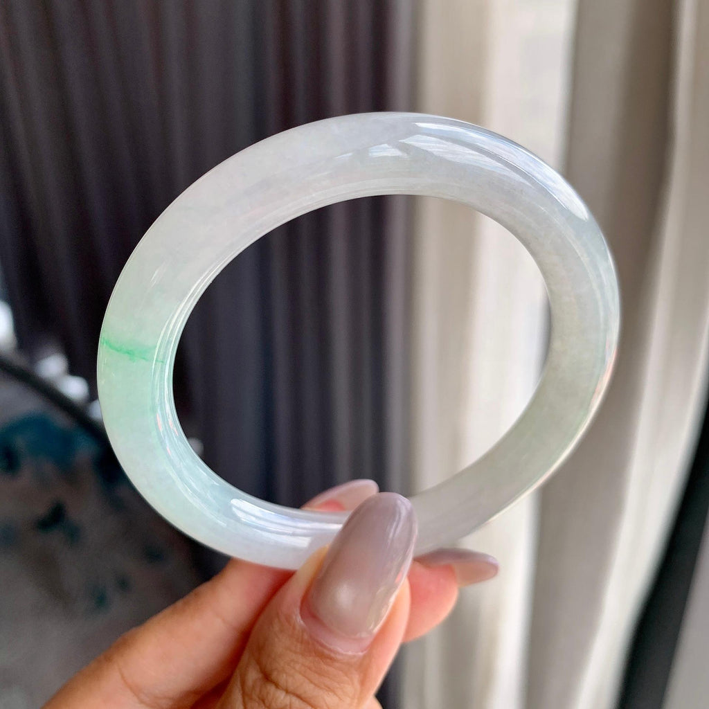 细糯种飘绿圆条手镯（54.5mm）（yc175909）