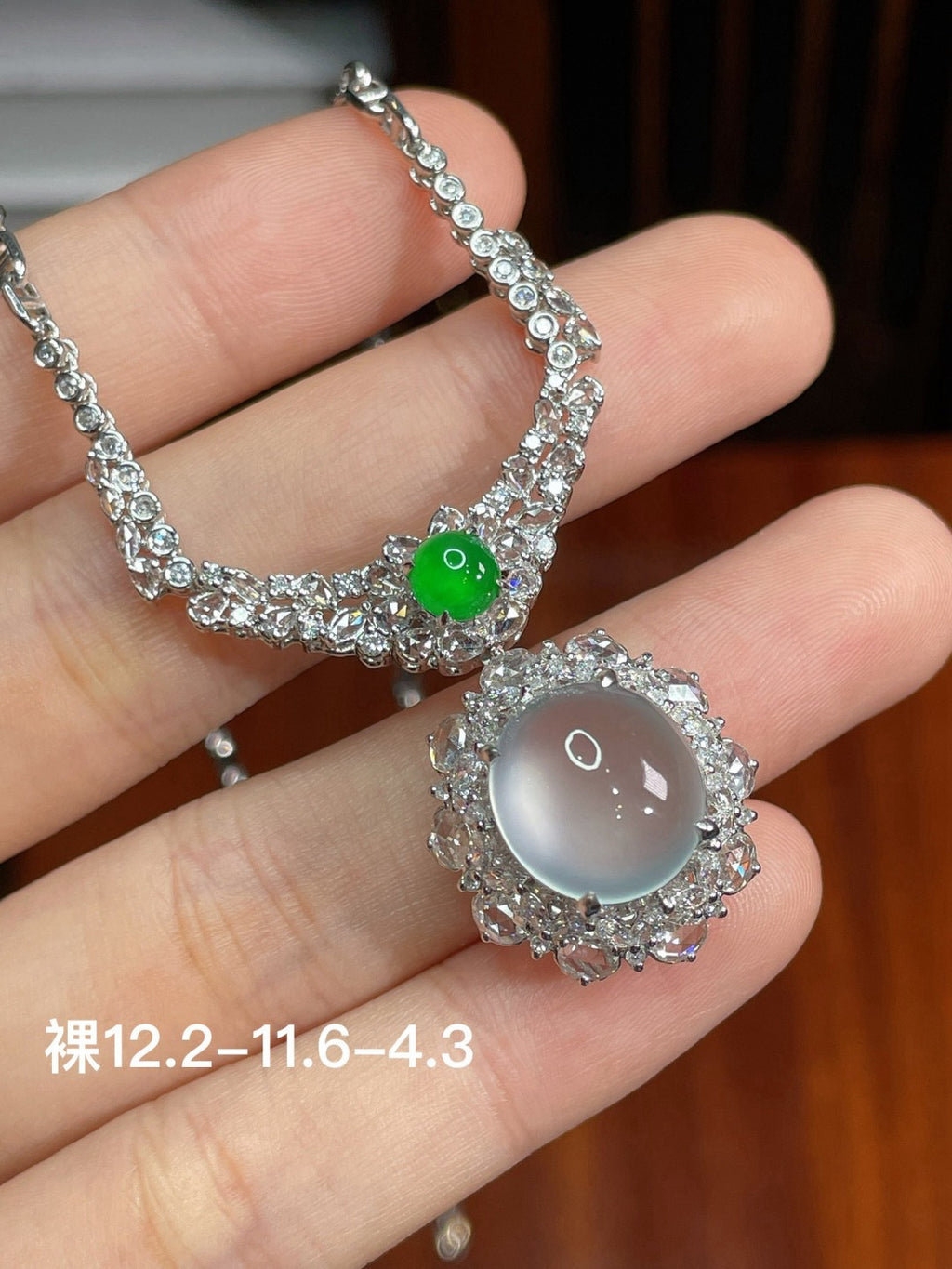高冰蛋面锁骨链 完美 18k金镶嵌 （wg0028985）
