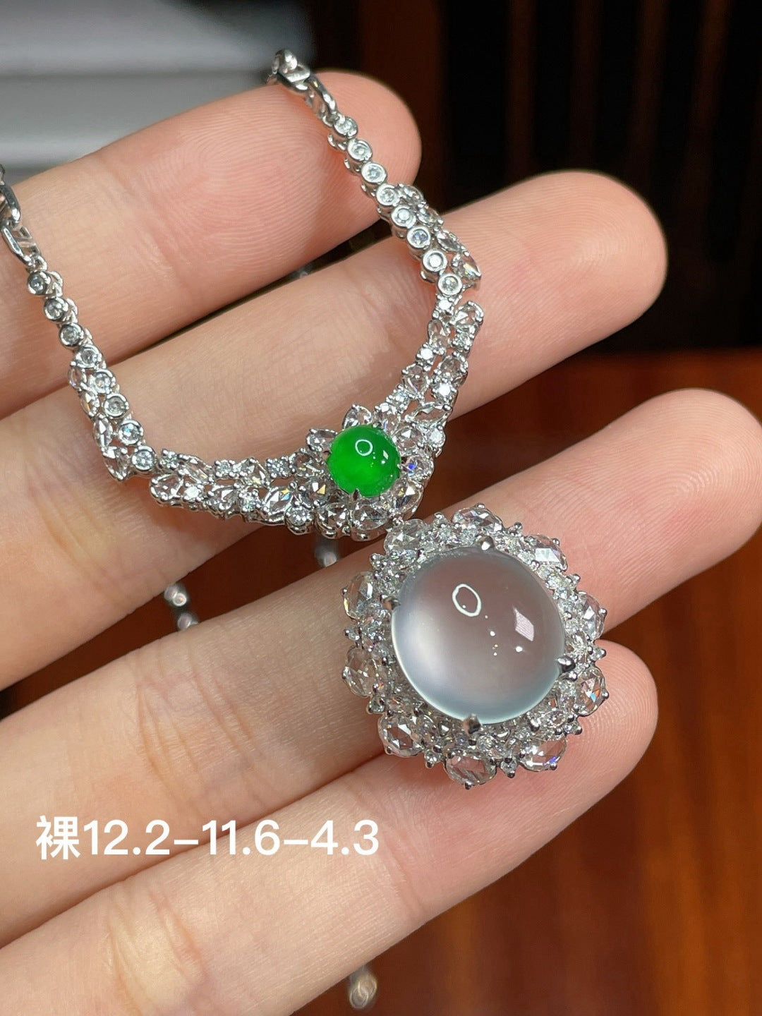 高冰蛋面锁骨链 完美 18k金镶嵌 （wg0028985）