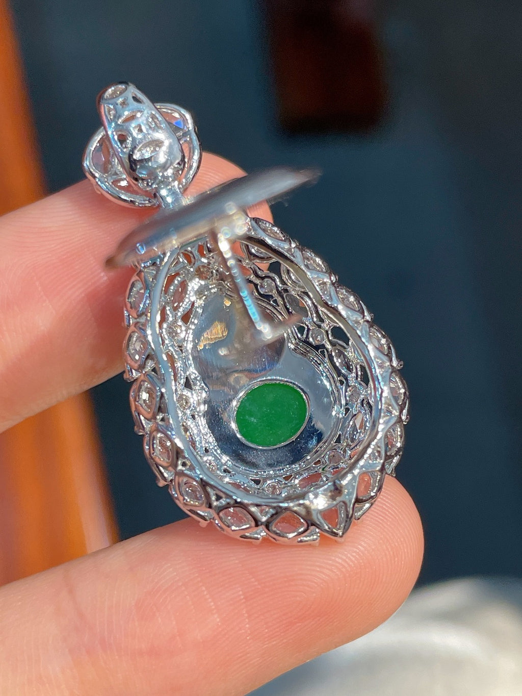 阳绿葫芦吊坠 完美 18k金镶嵌 （wg0028981）