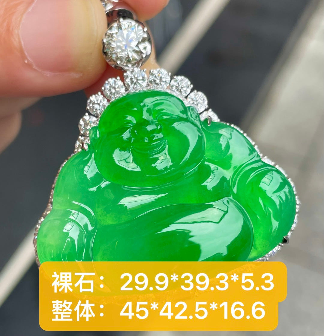 绿佛 碧翠浸玉，喜佛安守。 （wg0031717）
