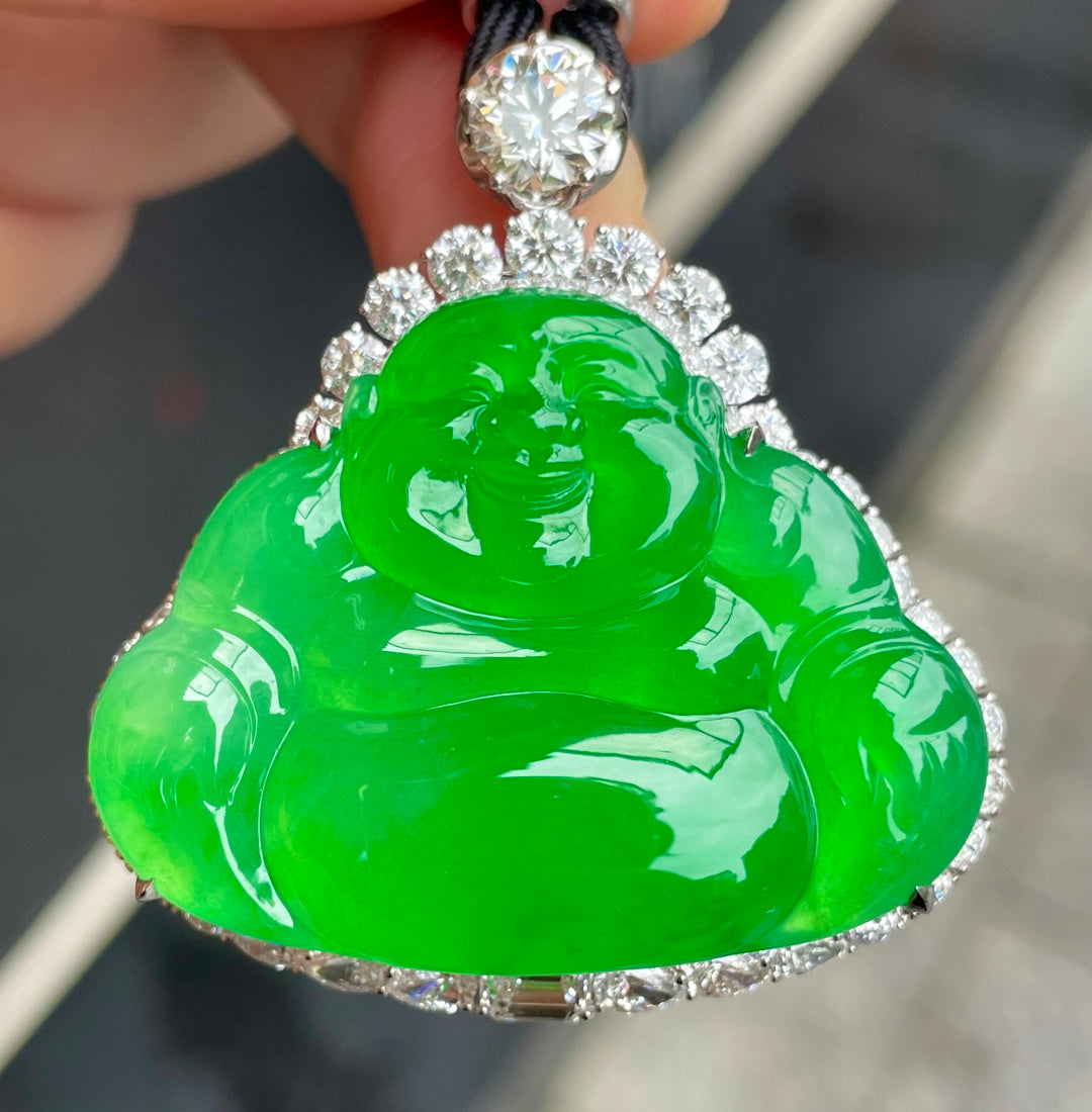 绿佛 碧翠浸玉，喜佛安守。 （wg0031717）