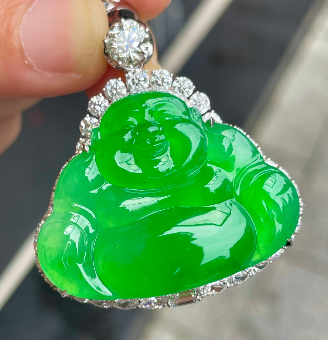 绿佛 碧翠浸玉，喜佛安守。 （wg0031717）