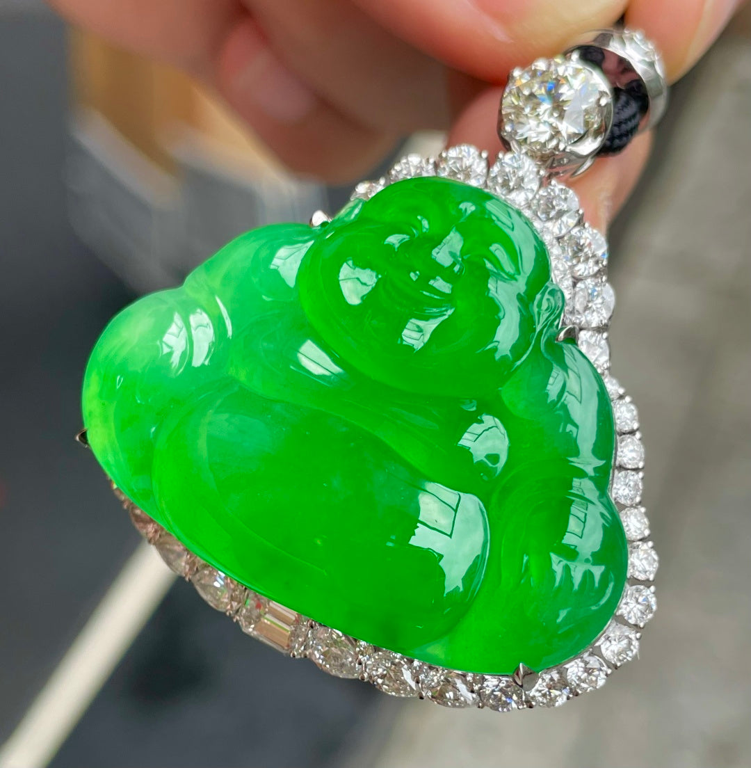 绿佛 碧翠浸玉，喜佛安守。 （wg0031717）